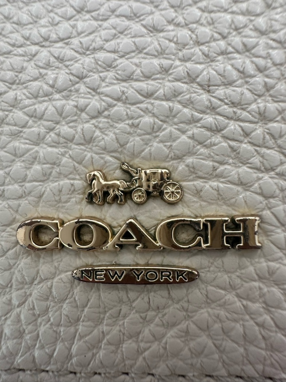 Coach Chalk Pebbled Leather Crossbody with Gold Logo - Picture 2 of 9